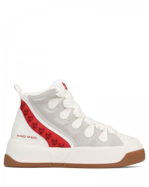 Men's Naked Wolfe King Leather Sneakers White / Red | PHILIPPINES ERIMAHO81