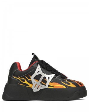 Men's Naked Wolfe Kosa Flames Sneakers Black | PHILIPPINES DIECNGT72