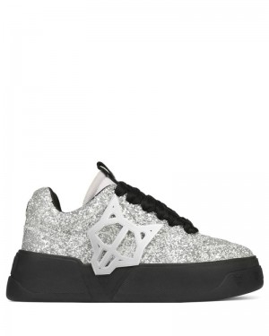 Men's Naked Wolfe Kosa Sparkle Sneakers Silver / Black | PHILIPPINES QKDPCNE34