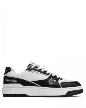 Men's Naked Wolfe NW-01 Leather Sneakers Black / White | PHILIPPINES JXIPGSK12