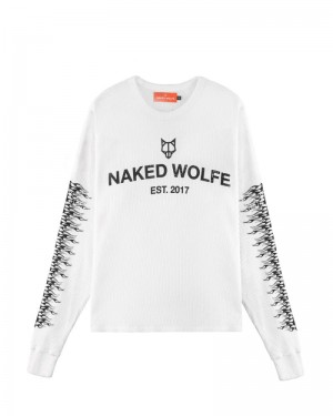 Men's Naked Wolfe Thermal Sweatshirts White | PHILIPPINES QYPRZTV56