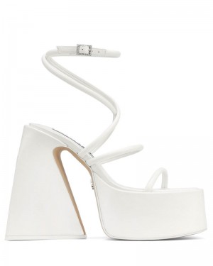 Women's Naked Wolfe Angel Leather Platform Sandals White | PHILIPPINES EHZTDVM49