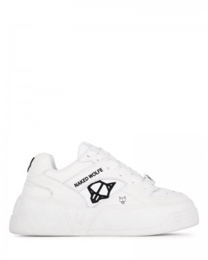 Women's Naked Wolfe Crash Cow Leather Sneakers White | PHILIPPINES NLDJMWC14