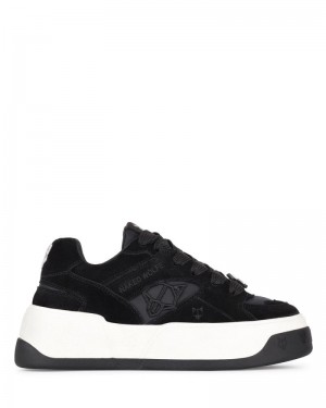 Women's Naked Wolfe Crash Cow Suede Sneakers Black | PHILIPPINES XTYOFGZ19