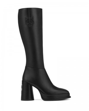 Women's Naked Wolfe Crazy Leather Platform Boots Black | PHILIPPINES QXNUERT50