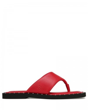 Women's Naked Wolfe Danni Leather Flip Flops Red | PHILIPPINES DGCYTKL02