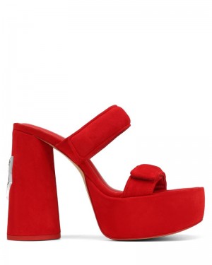 Women's Naked Wolfe Diamond Suede Platform Sandals Red | PHILIPPINES UIOYMPW02