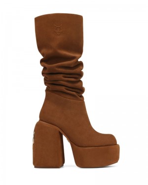 Women's Naked Wolfe Space Kid Suede Platform Boots Brown | PHILIPPINES DRJZQNX09