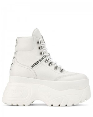 Women's Naked Wolfe Spike Leather Sneakers White | PHILIPPINES BQFGVUR47