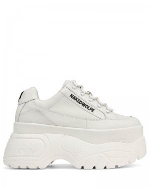 Women's Naked Wolfe Sprinter Leather Sneakers White | PHILIPPINES LBFNGZH08