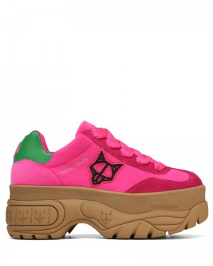 Women's Naked Wolfe Warrior Velvet Sneakers Pink | PHILIPPINES YVBDISQ92