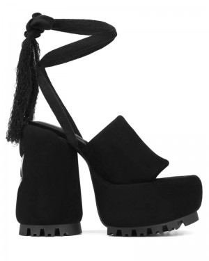 Women's Naked Wolfe Wonder Suede Platform Sandals Black | PHILIPPINES SDQKYOT61