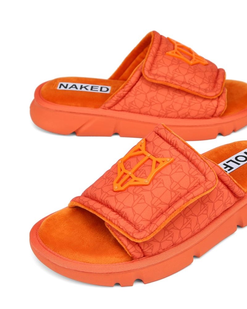 Men's Naked Wolfe Alaska Monogram Slides Orange | PHILIPPINES XFNSBVM28