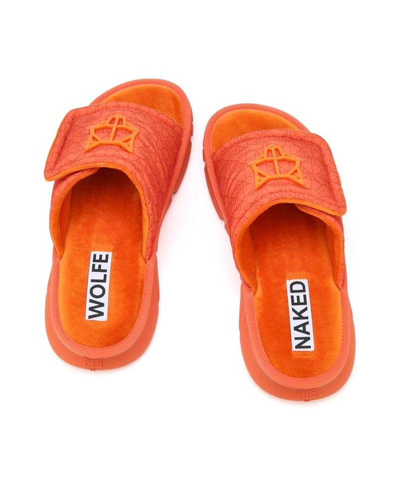 Men's Naked Wolfe Alaska Monogram Slides Orange | PHILIPPINES XFNSBVM28