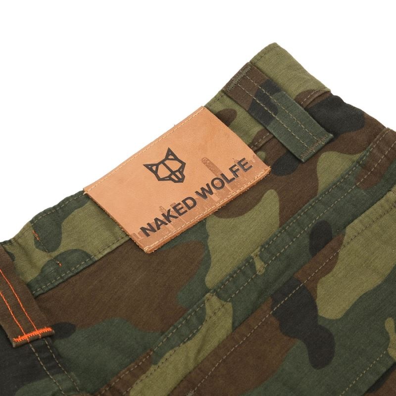 Men's Naked Wolfe Baggy Pocket Cargo Logo Pants Camo | PHILIPPINES RKUTGEY48