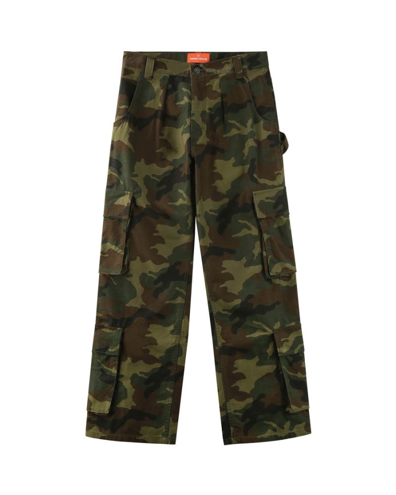 Men\'s Naked Wolfe Baggy Pocket Cargo Logo Pants Camo | PHILIPPINES RKUTGEY48