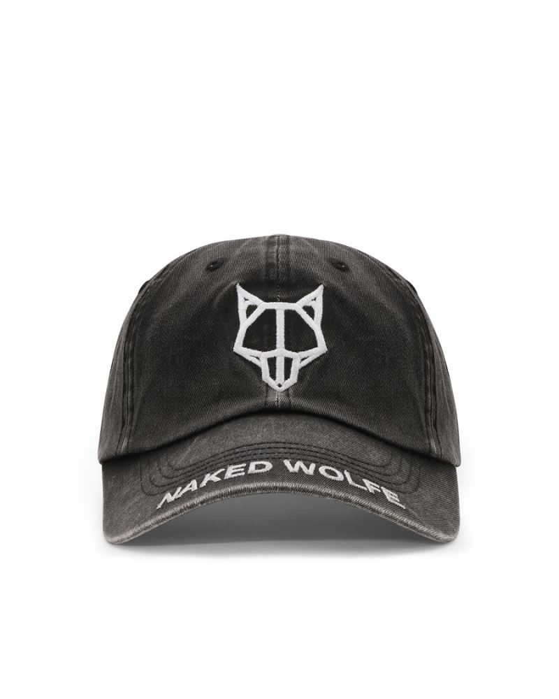 Men\'s Naked Wolfe Baseball Washed Caps Black | PHILIPPINES YBLKIES40