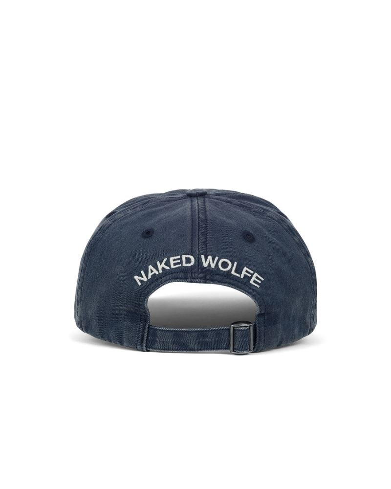 Men's Naked Wolfe Baseball Washed Caps Blue | PHILIPPINES TECUGML28