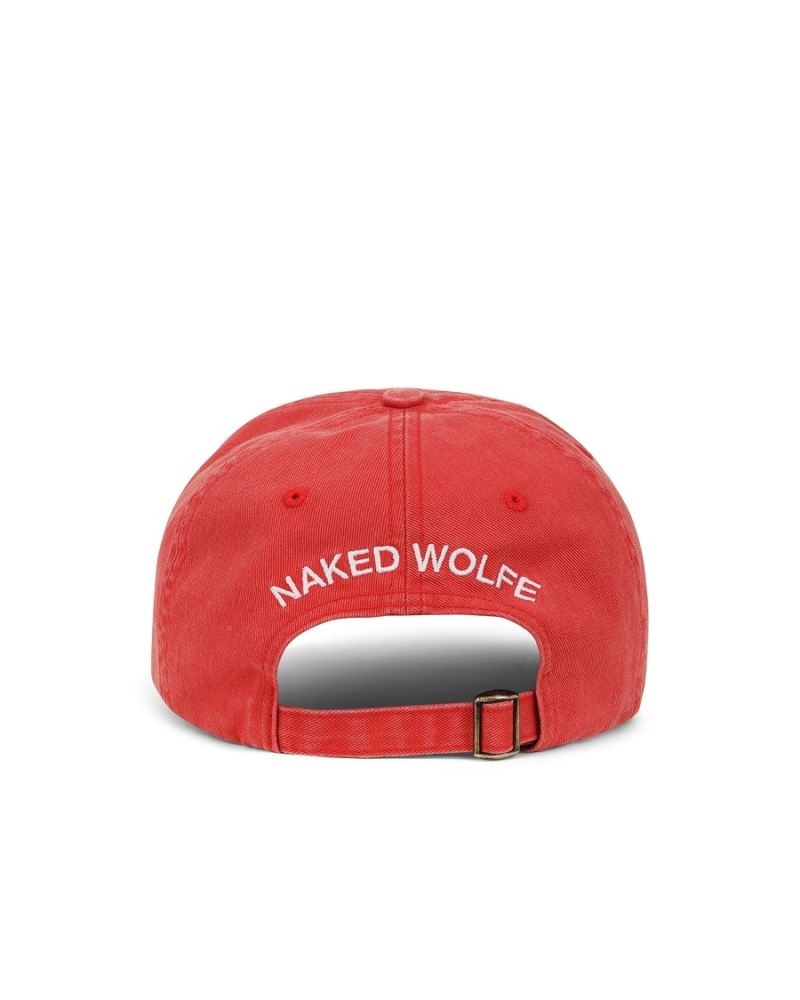 Men's Naked Wolfe Baseball Washed Caps Red | PHILIPPINES JDPIKNY20