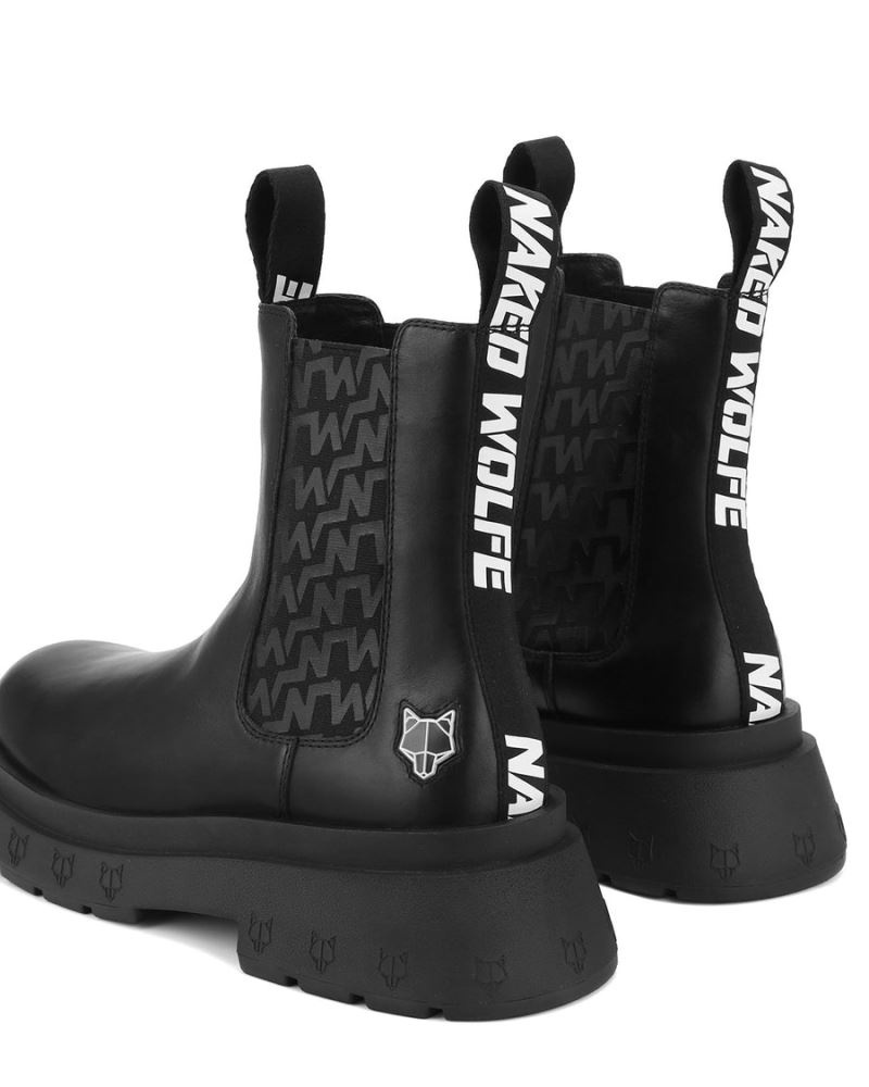 Men's Naked Wolfe Caution Leather Boots Black | PHILIPPINES GHNFWJR57