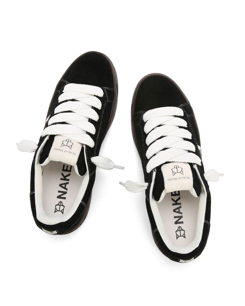 Men's Naked Wolfe Chrome Suede Natural Sneakers Black | PHILIPPINES GIXTFBV94