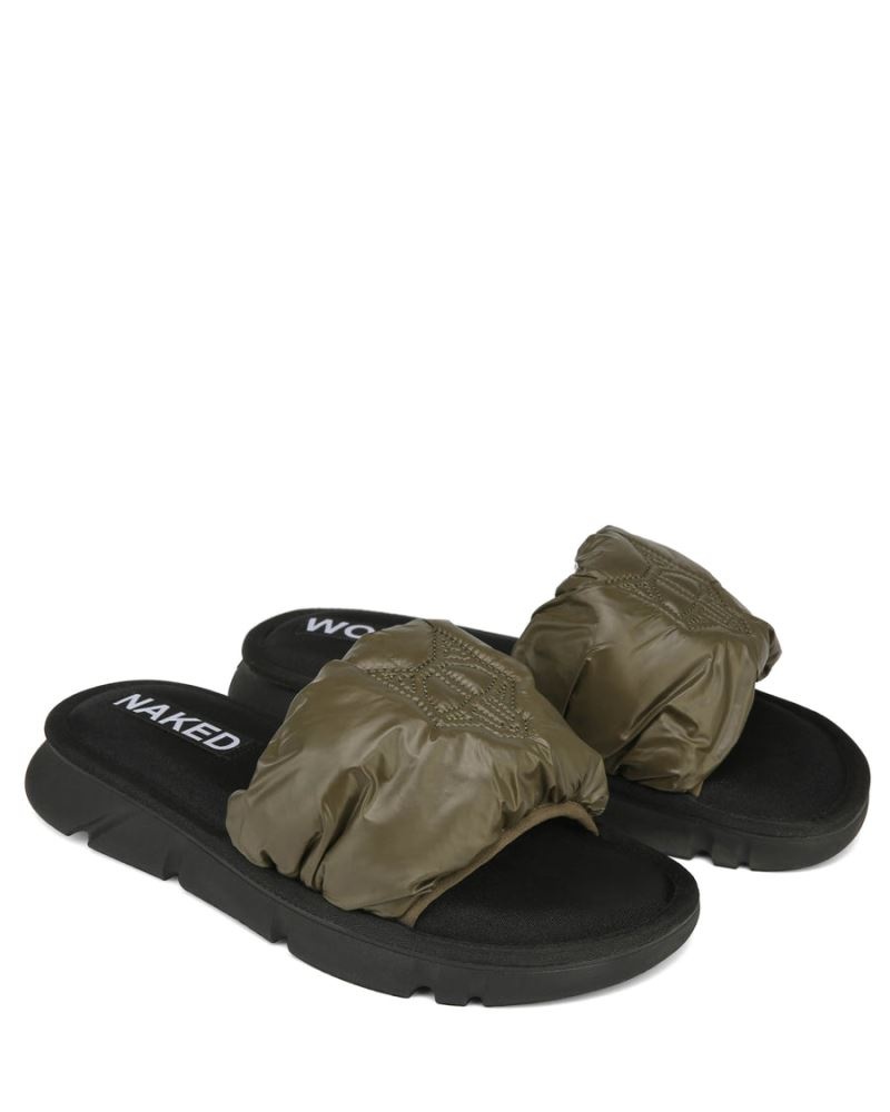 Men's Naked Wolfe Coasting Slides Olive | PHILIPPINES GLJYVFT73