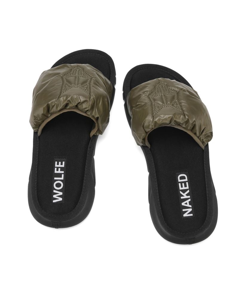 Men's Naked Wolfe Coasting Slides Olive | PHILIPPINES GLJYVFT73