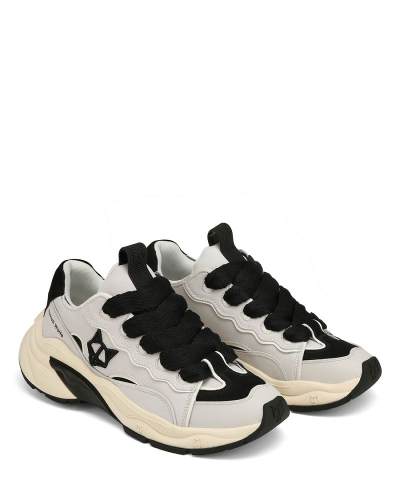 Men's Naked Wolfe Flip Moon Cow Leather Sneakers White / Black | PHILIPPINES EQPIDCU89