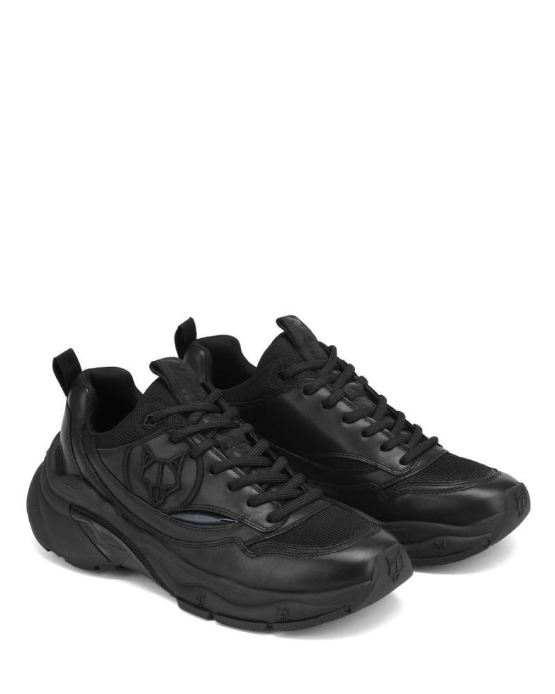 Men's Naked Wolfe Fox Dirty Leather Sneakers Black | PHILIPPINES JXKAMSG08