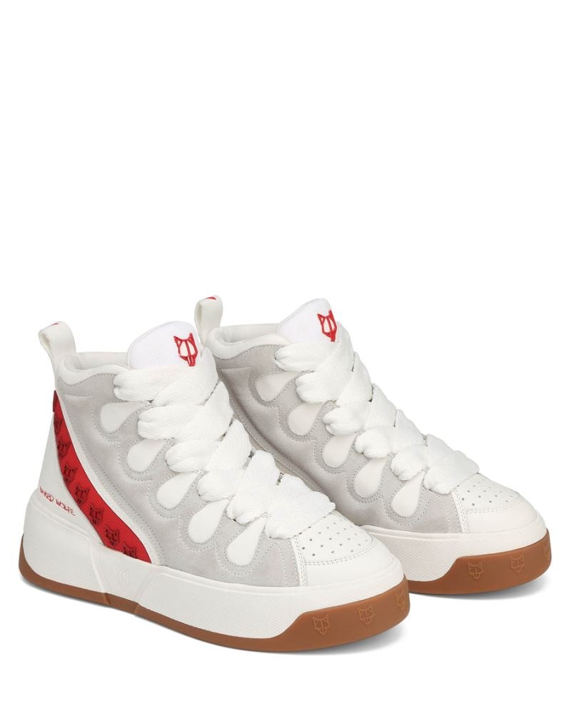 Men's Naked Wolfe King Leather Sneakers White / Red | PHILIPPINES ERIMAHO81