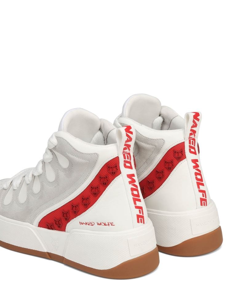 Men's Naked Wolfe King Leather Sneakers White / Red | PHILIPPINES ERIMAHO81