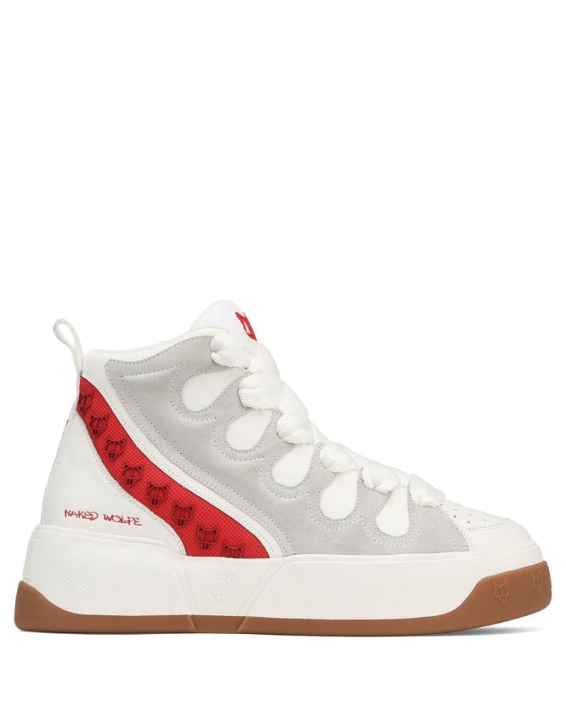 Men\'s Naked Wolfe King Leather Sneakers White / Red | PHILIPPINES ERIMAHO81