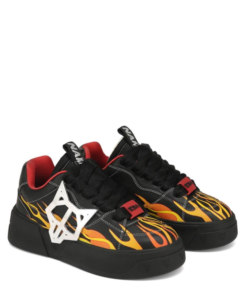 Men's Naked Wolfe Kosa Flames Sneakers Black | PHILIPPINES DIECNGT72