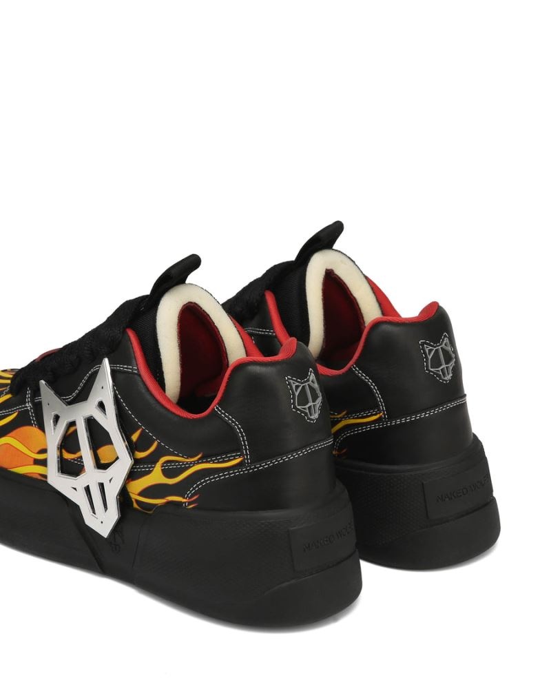 Men's Naked Wolfe Kosa Flames Sneakers Black | PHILIPPINES DIECNGT72