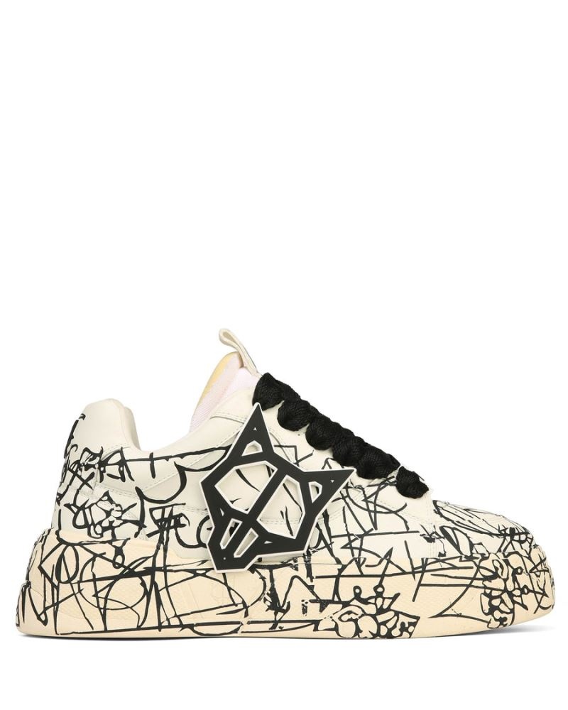 Men's Naked Wolfe Kosa Scribble Sneakers Black / White | PHILIPPINES WYHZTNK26