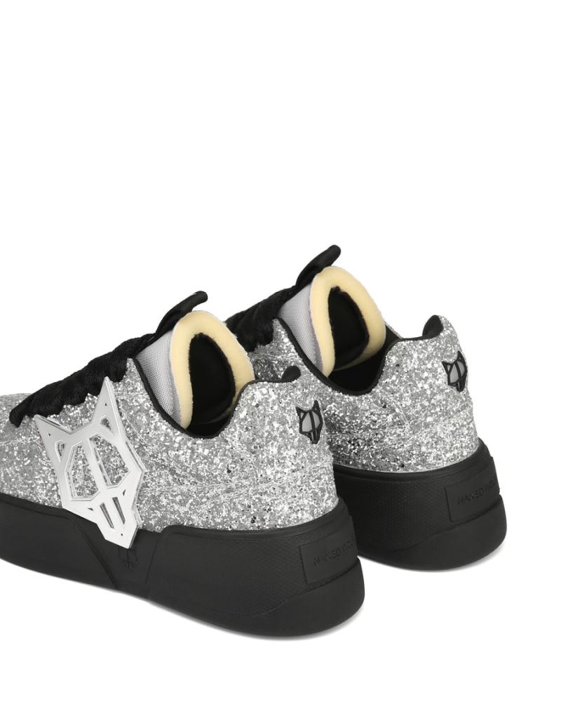 Men's Naked Wolfe Kosa Sparkle Sneakers Silver / Black | PHILIPPINES QKDPCNE34