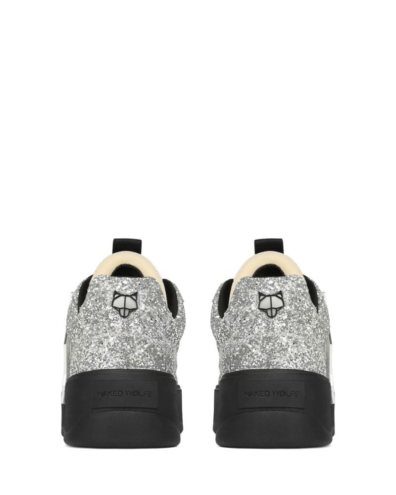 Men's Naked Wolfe Kosa Sparkle Sneakers Silver / Black | PHILIPPINES QKDPCNE34