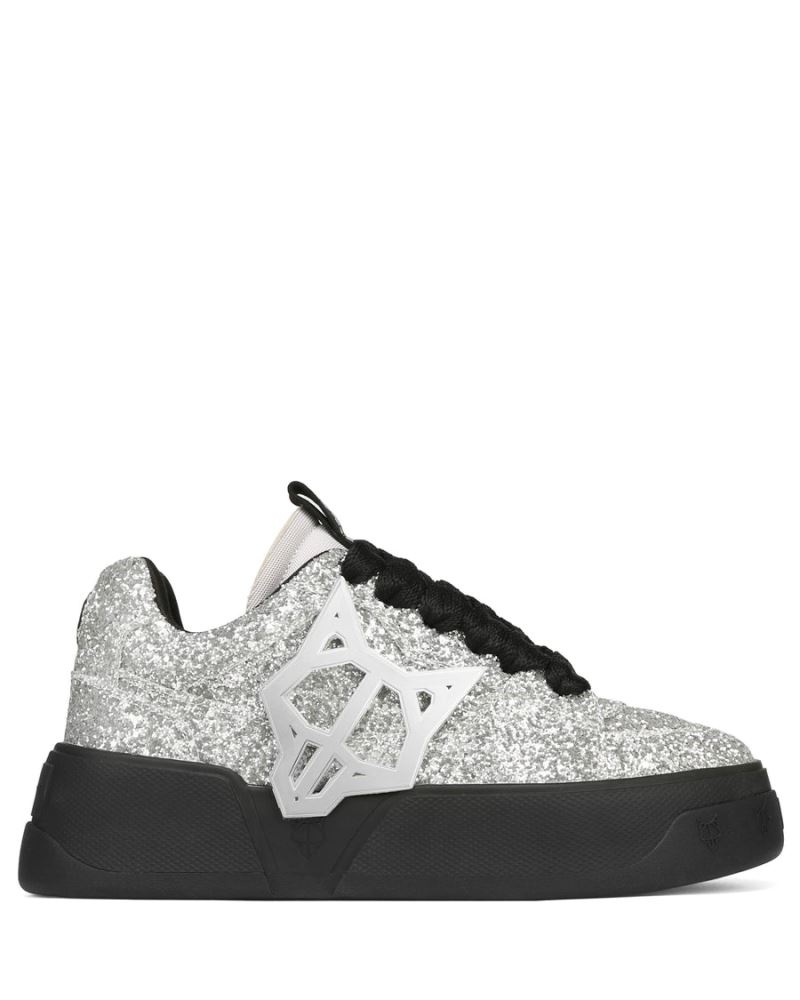 Men\'s Naked Wolfe Kosa Sparkle Sneakers Silver / Black | PHILIPPINES QKDPCNE34