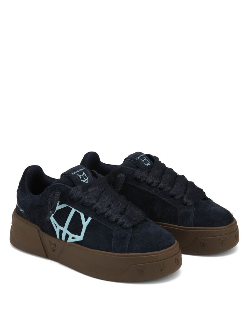 Men's Naked Wolfe Kray Hairy Cow Suede Ocean Sneakers Black | PHILIPPINES NBZRTGM12