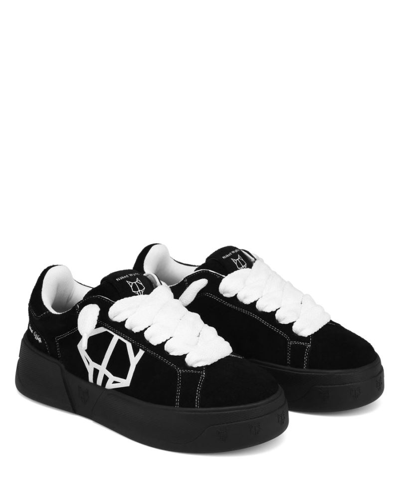 Men's Naked Wolfe Kray Hairy Cow Suede Sneakers Black | PHILIPPINES WXFBSZN71