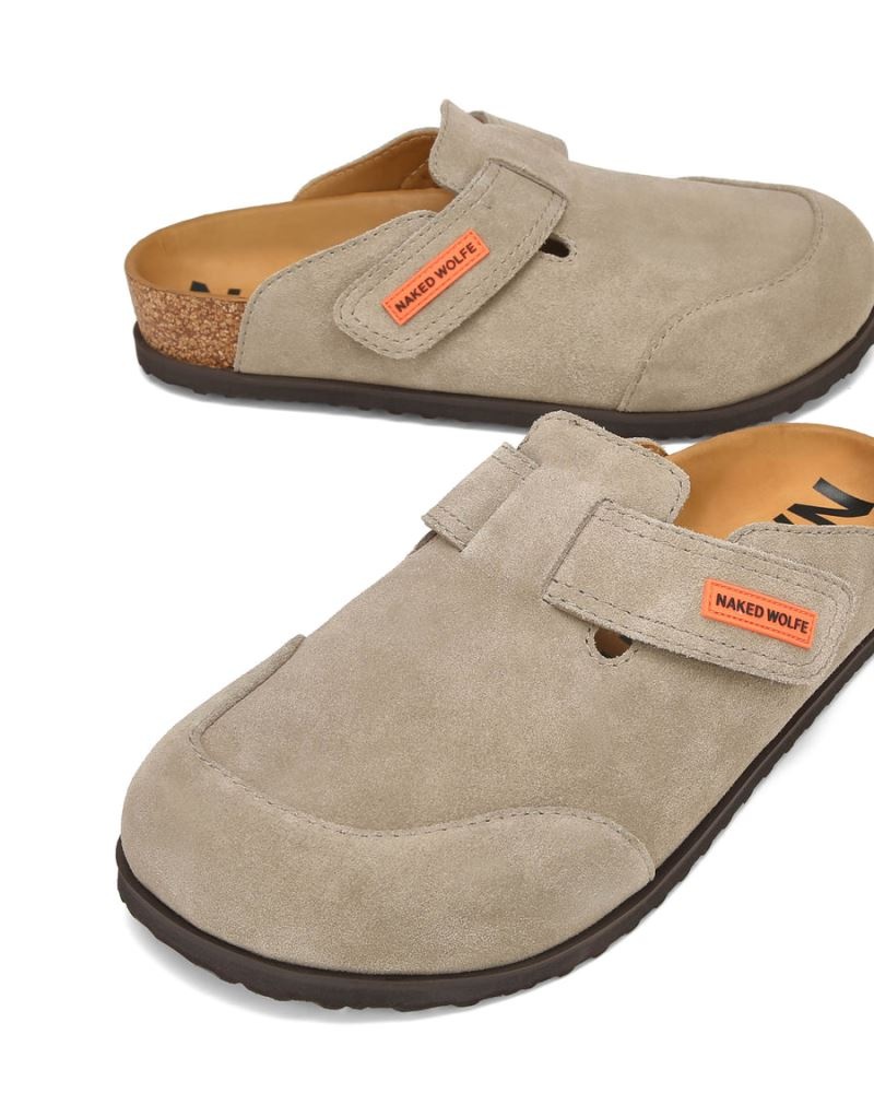 Men's Naked Wolfe Melt Suede Slippers Grey Brown | PHILIPPINES KQRSPJN97