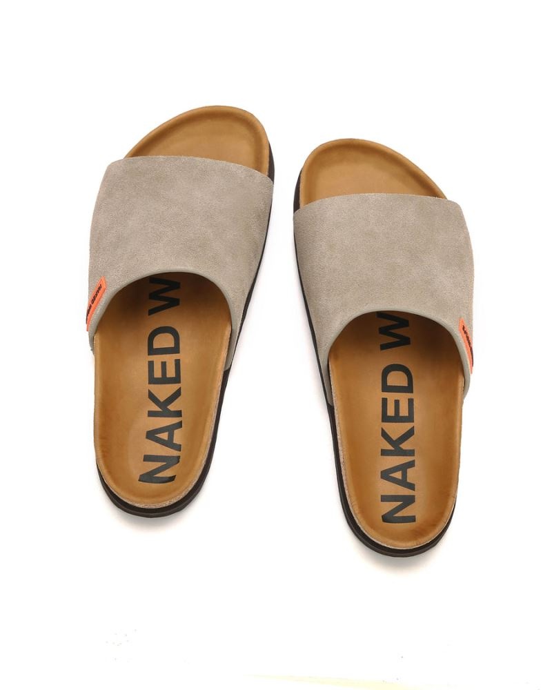 Men's Naked Wolfe Moody Suede Slides Grey Brown | PHILIPPINES YPVCSBN35