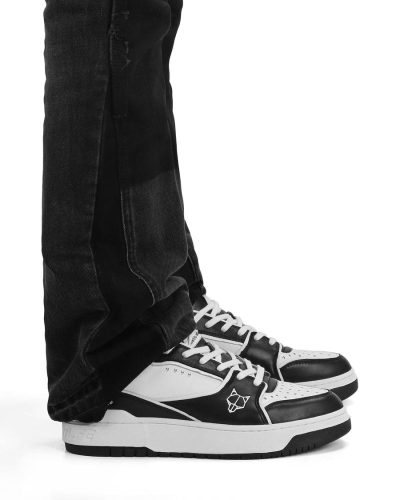 Men's Naked Wolfe NW-01 Leather Sneakers Black / White | PHILIPPINES JXIPGSK12