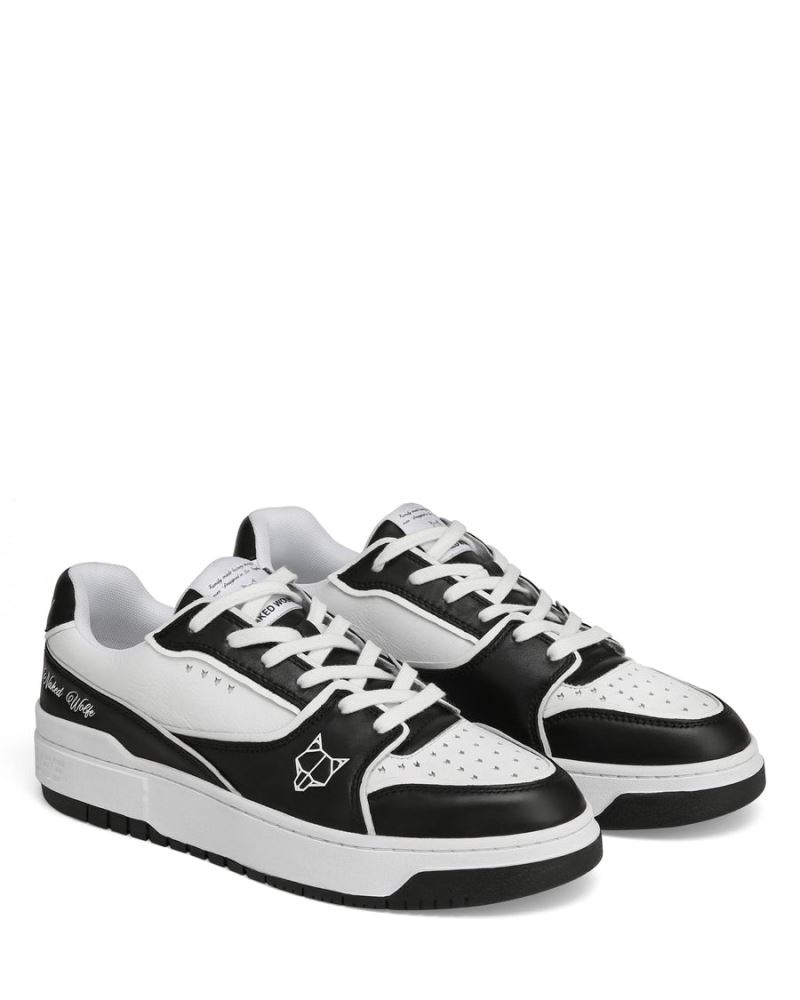 Men's Naked Wolfe NW-01 Leather Sneakers Black / White | PHILIPPINES JXIPGSK12