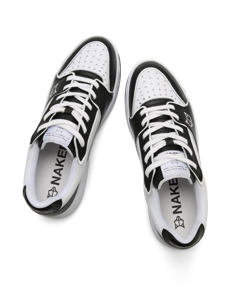 Men's Naked Wolfe NW-01 Leather Sneakers Black / White | PHILIPPINES JXIPGSK12