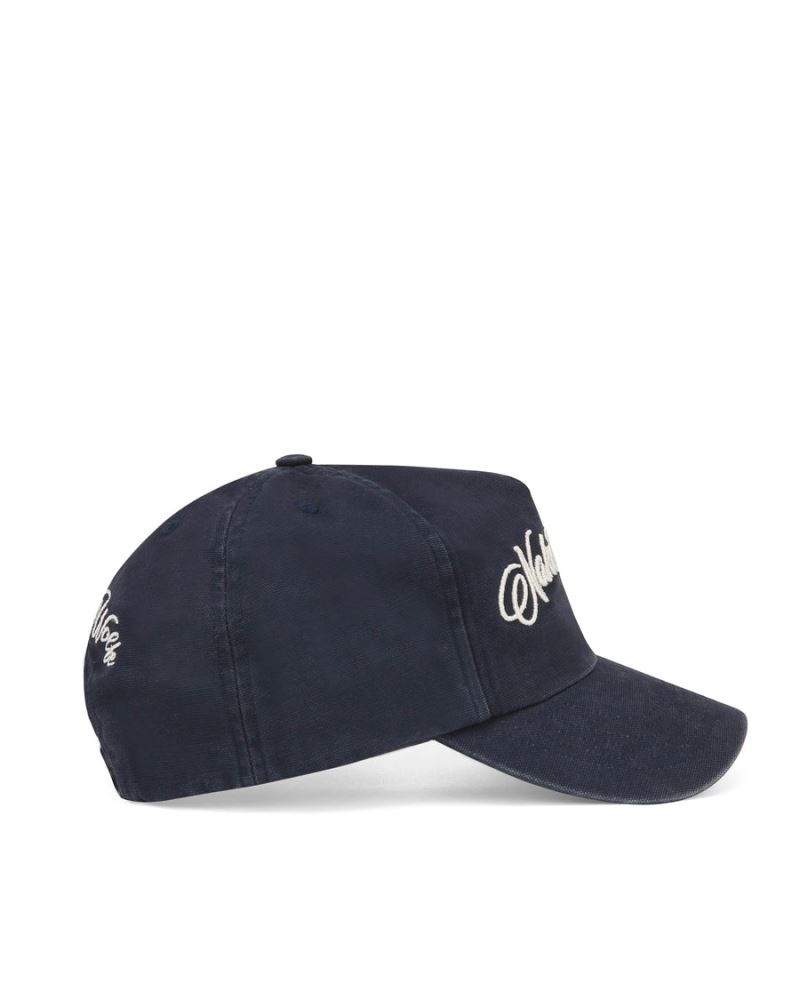 Men's Naked Wolfe Signature Unconstructed Washed Caps Navy | PHILIPPINES WFVINTD58