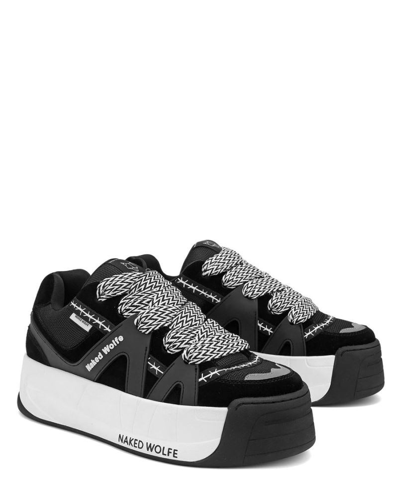 Men's Naked Wolfe Slide Sneakers Black | PHILIPPINES WOUCBHZ30