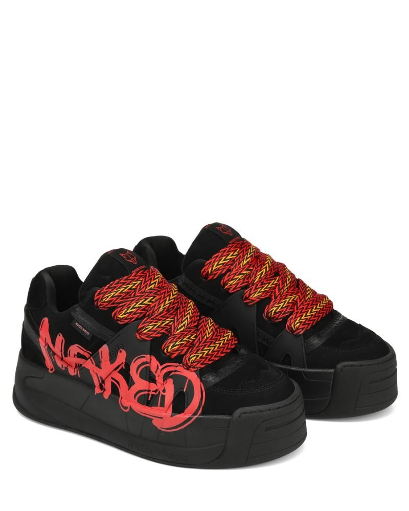 Men's Naked Wolfe Slide Sneakers Black / Red | PHILIPPINES SCIULAE53