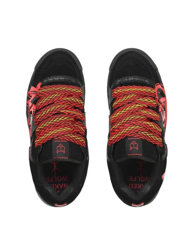 Men's Naked Wolfe Slide Sneakers Black / Red | PHILIPPINES SCIULAE53