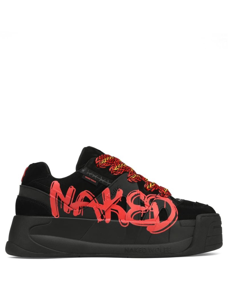 Men\'s Naked Wolfe Slide Sneakers Black / Red | PHILIPPINES SCIULAE53